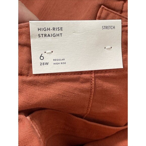 New American Eagle High Rise Straight Jeans Cargo Womens Size 6 Orange Y2K Hippi - Picture 12 of 16